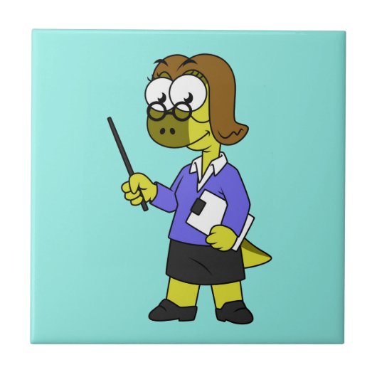 Illustratie van een Pachycephalosaurus leraar. Tegeltje (Voorkant)