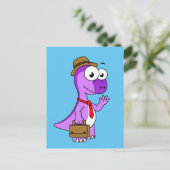 Illustratie van een Pachycephalosaurus zakenman. Briefkaart (Staand voorkant)