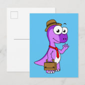 Illustratie van een Pachycephalosaurus zakenman. Briefkaart (Voorkant / Achterkant)