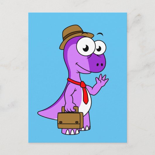 Illustratie van een Pachycephalosaurus zakenman. Briefkaart (Voorkant)