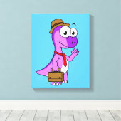 Illustratie van een Pachycephalosaurus zakenman. Canvas Afdruk (Insitu (Houten vloer))