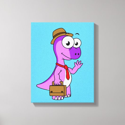 Illustratie van een Pachycephalosaurus zakenman. Canvas Afdruk (Voorkant)