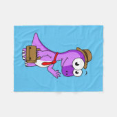 Illustratie van een Pachycephalosaurus zakenman. Fleece Deken (Voorkant (Horizontaal))