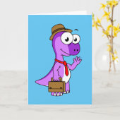 Illustratie van een Pachycephalosaurus zakenman. Kaart (Gele Bloem)