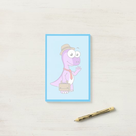 Illustratie van een Pachycephalosaurus zakenman. Post-it® Notes (Op bureau)