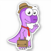 Illustratie van een Pachycephalosaurus zakenman. Sticker (Voorkant)