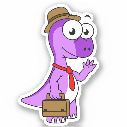 Illustratie van een Pachycephalosaurus zakenman. Sticker (Voorkant)