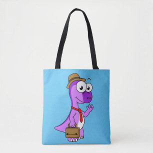 Illustratie van een Pachycephalosaurus zakenman. Tote Bag
