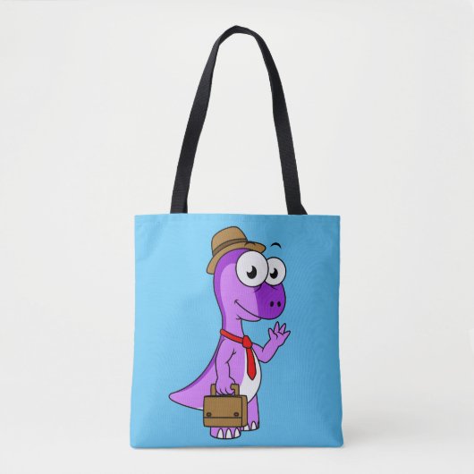 Illustratie van een Pachycephalosaurus zakenman. Tote Bag (Voorkant)