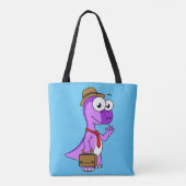 Illustratie van een Pachycephalosaurus zakenman. Tote Bag (Achterkant)