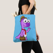 Illustratie van een Pachycephalosaurus zakenman. Tote Bag (Dichtbij)