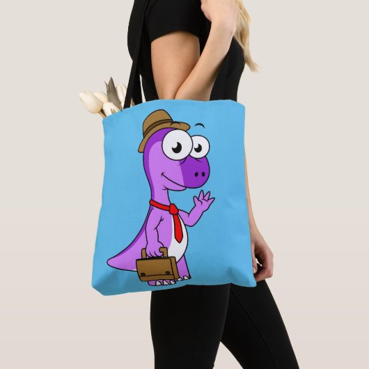 Illustratie van een Pachycephalosaurus zakenman. Tote Bag (Dichtbij)