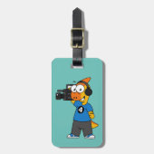 Illustratie van een parasaurolophus camera operato bagagelabel (Voorkant verticaal)