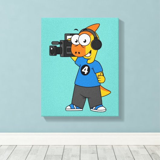 Illustratie van een parasaurolophus camera operato canvas afdruk (Insitu (Houten vloer))