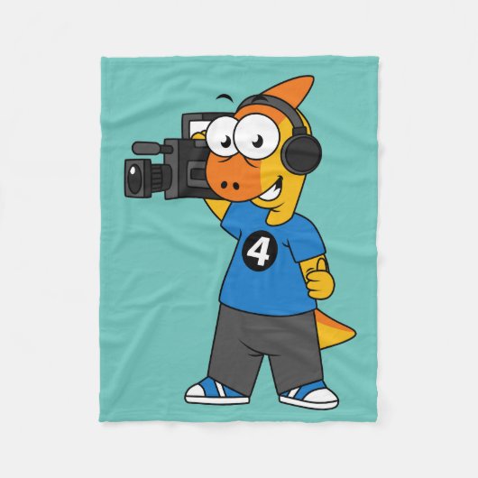 Illustratie van een parasaurolophus camera operato fleece deken (Voorkant)