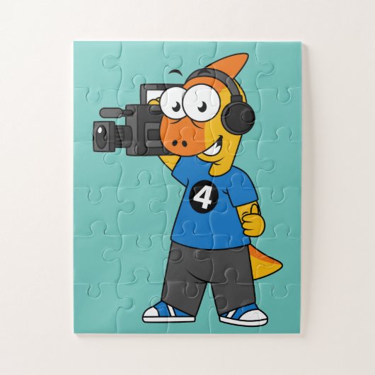 Illustratie van een parasaurolophus camera operato legpuzzel (Verticaal)