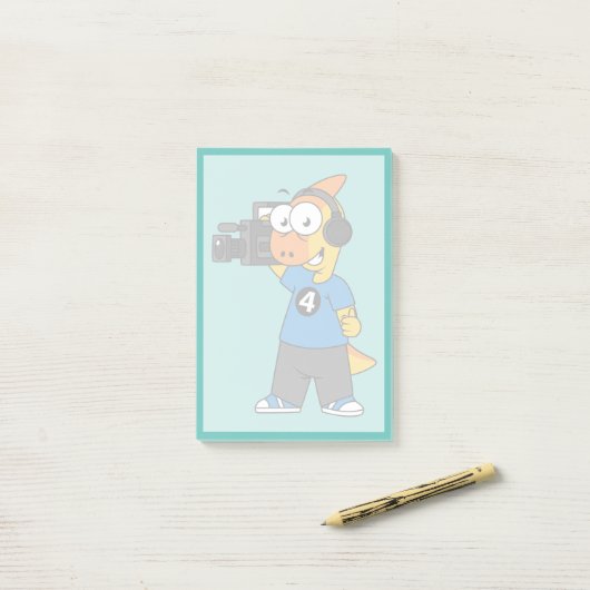 Illustratie van een parasaurolophus camera operato post-it® notes (Op bureau)