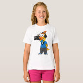 Illustratie van een parasaurolophus camera operato t-shirt (Voorkant volledig)