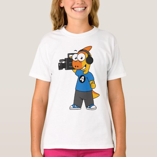 Illustratie van een parasaurolophus camera operato t-shirt (Voorkant)