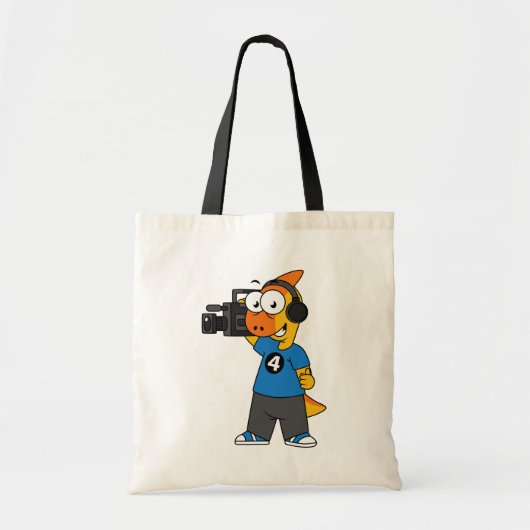 Illustratie van een parasaurolophus camera operato tote bag (Voorkant)