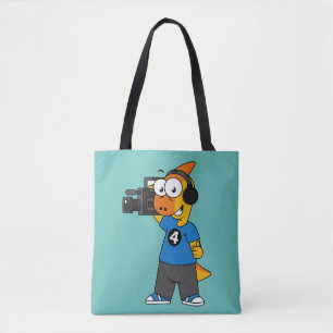 Illustratie van een parasaurolophus camera operato tote bag