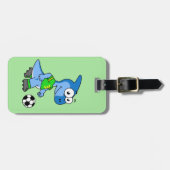 Illustratie van een parasaurolophus die voetbal sp bagagelabel (Voorkant horizontaal)
