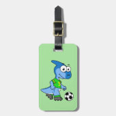 Illustratie van een parasaurolophus die voetbal sp bagagelabel (Voorkant verticaal)