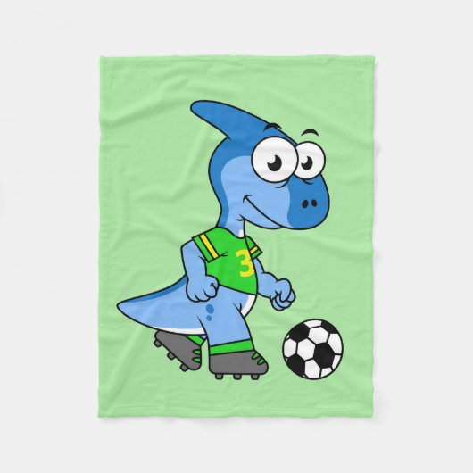 Illustratie van een parasaurolophus die voetbal sp fleece deken (Voorkant)