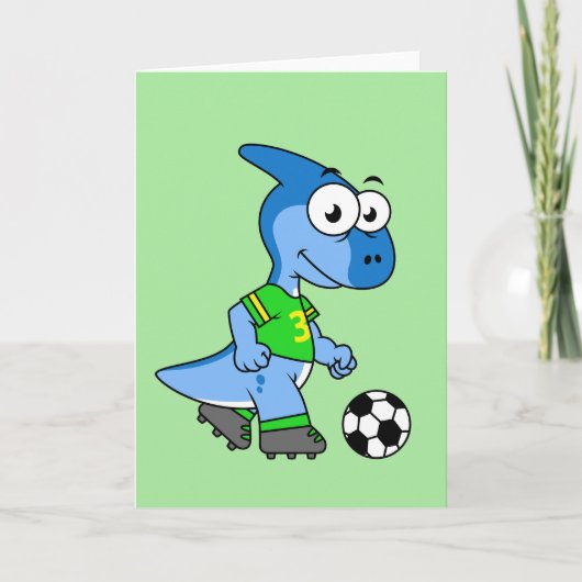 Illustratie van een parasaurolophus die voetbal sp kaart (Voorkant)