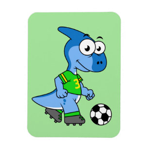 Illustratie van een parasaurolophus die voetbal sp magneet