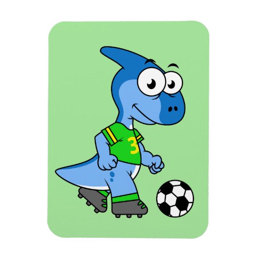 Illustratie van een parasaurolophus die voetbal sp magneet (Verticaal)