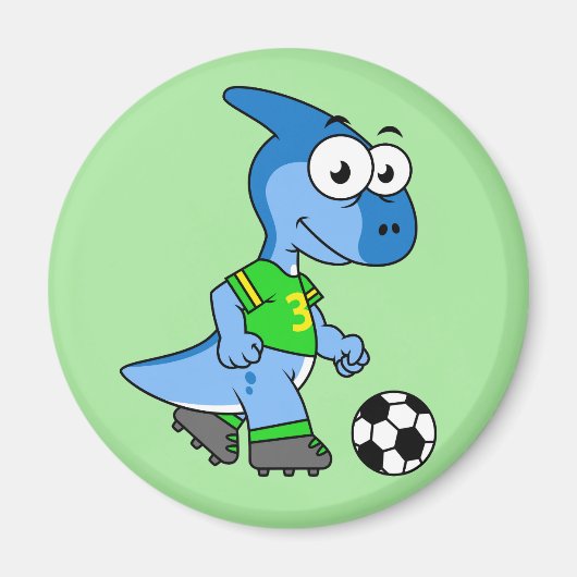 Illustratie van een parasaurolophus die voetbal sp magneet (Voorkant)