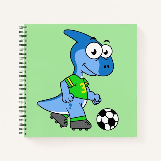Illustratie van een parasaurolophus die voetbal sp notitieboek (Voorkant)