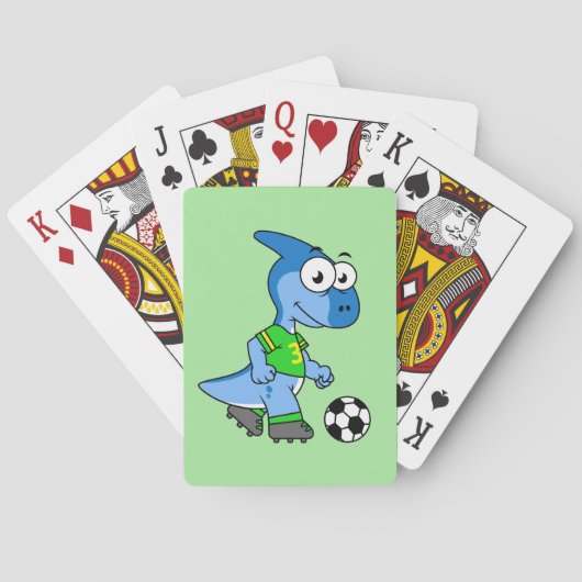 Illustratie van een parasaurolophus die voetbal sp pokerkaarten (Achterkant)