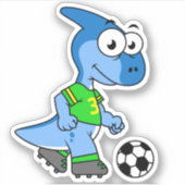 Illustratie van een parasaurolophus die voetbal sp sticker (Voorkant)