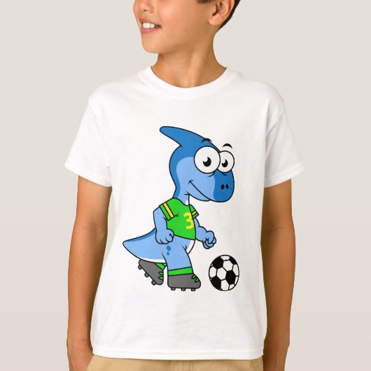 Illustratie van een parasaurolophus die voetbal sp t-shirt (Voorkant)