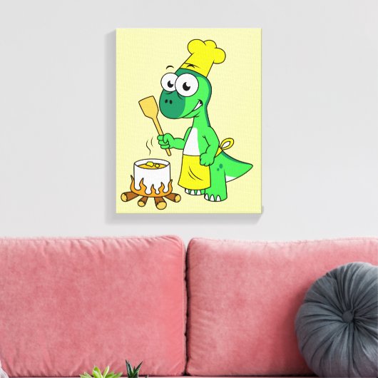 Illustratie van een parasaurolophus dinosaurus kok canvas afdruk (Insitu (Woonkamer))