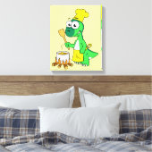 Illustratie van een parasaurolophus dinosaurus kok canvas afdruk (Insitu (Slaapkamer))