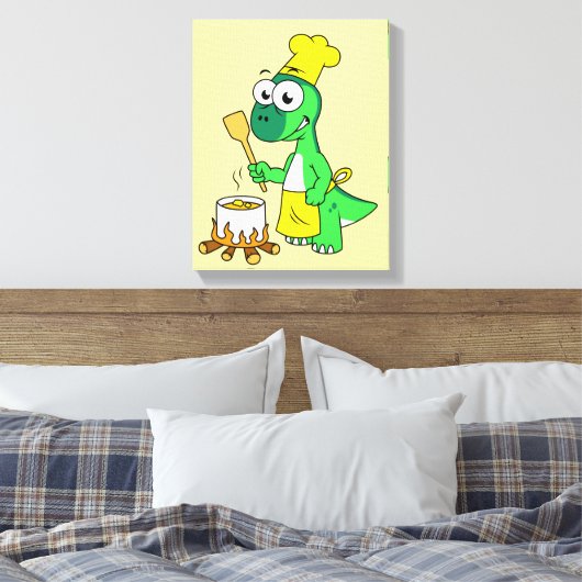 Illustratie van een parasaurolophus dinosaurus kok canvas afdruk (Insitu (Slaapkamer))