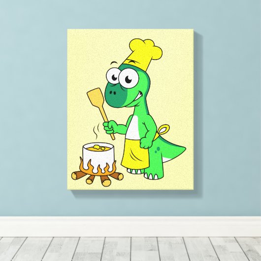 Illustratie van een parasaurolophus dinosaurus kok canvas afdruk (Insitu (Houten vloer))