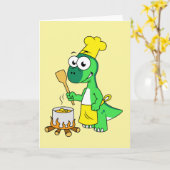 Illustratie van een parasaurolophus dinosaurus kok kaart (Gele Bloem)