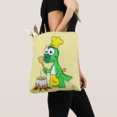 Illustratie van een parasaurolophus dinosaurus kok tote bag (Dichtbij)