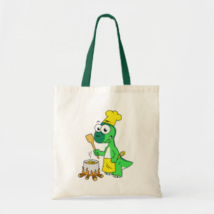Illustratie van een parasaurolophus dinosaurus kok tote bag