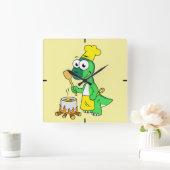 Illustratie van een parasaurolophus dinosaurus kok vierkante klok (Huis)