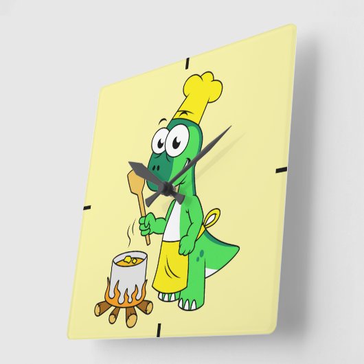 Illustratie van een parasaurolophus dinosaurus kok vierkante klok (Hoek)