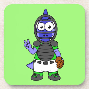 Illustratie van een parasaurolophus honkbalvanger bier onderzetter