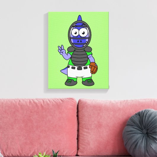 Illustratie van een parasaurolophus honkbalvanger canvas afdruk (Insitu (Woonkamer))