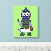 Illustratie van een parasaurolophus honkbalvanger canvas afdruk (Insitu (Houten vloer))