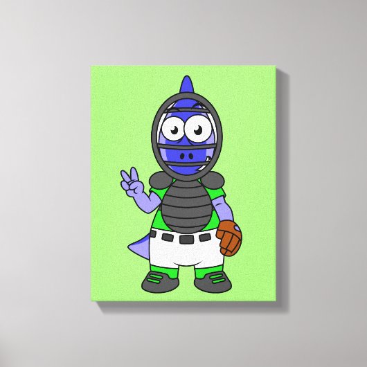 Illustratie van een parasaurolophus honkbalvanger canvas afdruk (Voorkant)