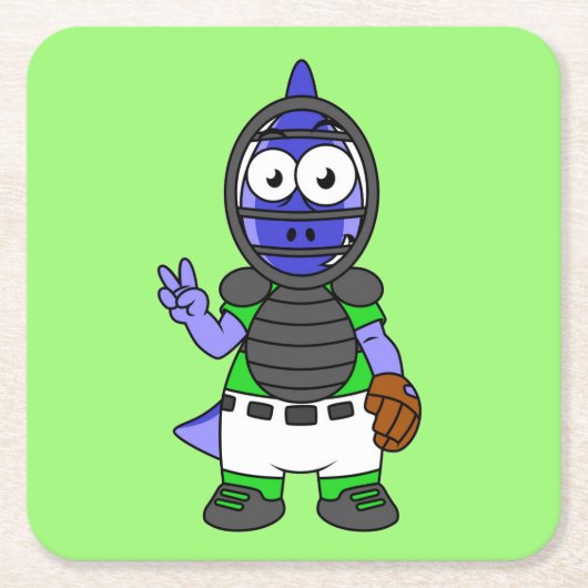 Illustratie van een parasaurolophus honkbalvanger kartonnen onderzetters (Voorkant)